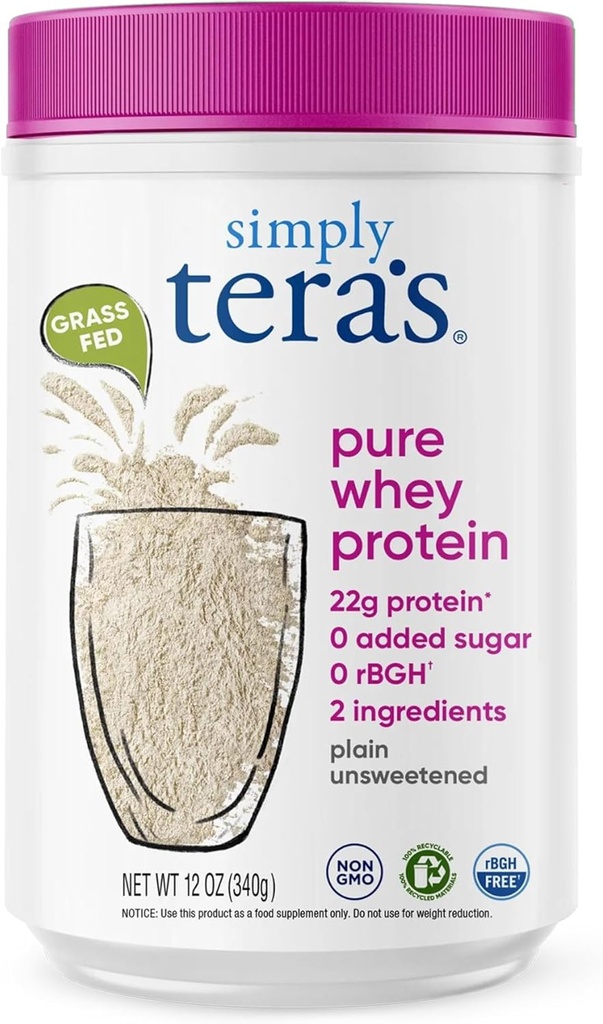 απλά Tera της καθαρής πρωτεΐνης Whey σκόνη - χόρτο Fed πρωτεΐνη Whey σκόνη, καθαρό & φυσικό, χωρίς γεύση, μη GMO, Kosher, χωρίς γλυκαντικά - 12 Oz.