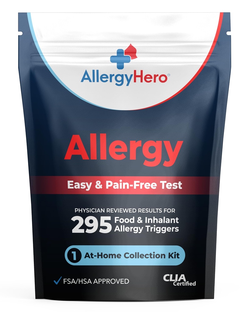 AllergyHero Ολοκληρωμένο κιτ δοκιμών τροφίμων και περιβαλλοντικής αλλεργίας με 295 Triggers για ενήλικες & παιδιά – Εύκολη και χωρίς πόνο στο σπίτι Χρήση Κιτ τεστ αλλεργίας με ακριβή αποτελέσματα