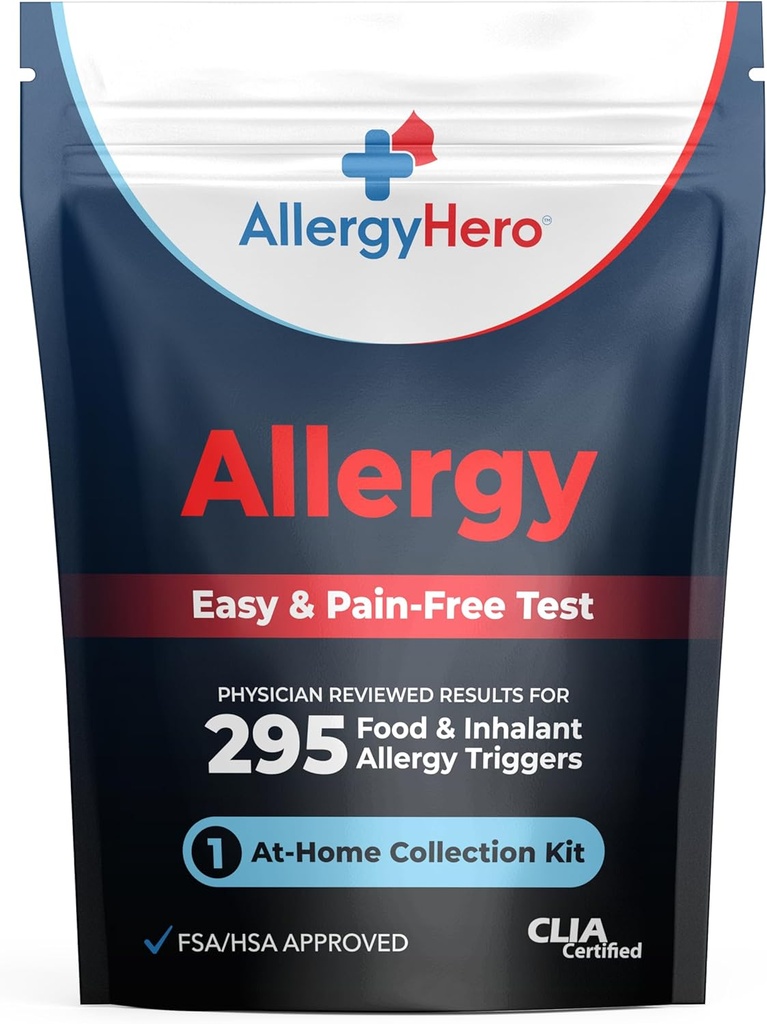 AllergyHero Comprehensive Food and Environmental Allergy Test Kit with 295 Triggers for Adults & Kids – Easy and Pain-Free at-Home Use Allergy Test Kit with Accurate Results