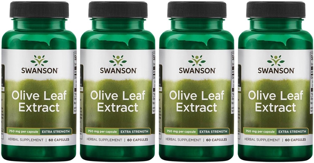 Καψάκια Εκχύλισμα Ελιάς Swanson με 20 % Oleuropein - (60 κάψουλες, 750mg το καθένα) 4 Συσκευασία
