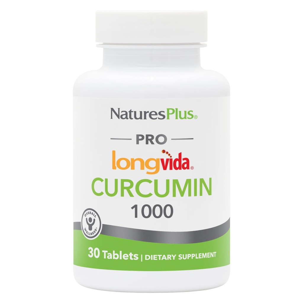 NaturesPlus PRO Longvida Curcumin 1000 mg - 30 δισκία - Προάγει την υγιή ελεύθερη ριζική προστασία - Μη ΓΤΟ, Vegan & Gluten Free - 30 Σερβιέτες