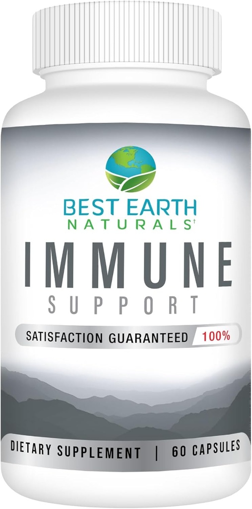 Best Earth Naturals Immune Support Supplement - Multi Vitamins for Adults with Vitamin C 30mg, Vitamin E 30 Iu, Turmeric, Mushroom, Garlic Supplement & More - 60 Κάψουλες
