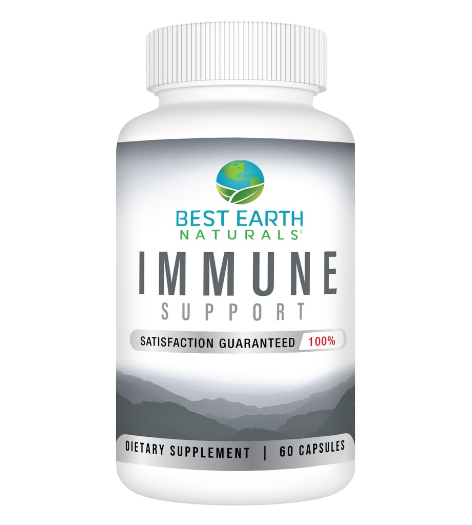 Best Earth Naturals Immune Support Supplement - Multi Vitamins for Adults with Vitamin C 30mg, Vitamin E 30 Iu, Turmeric, Mushroom, Garlic Supplement & More - 60 Κάψουλες