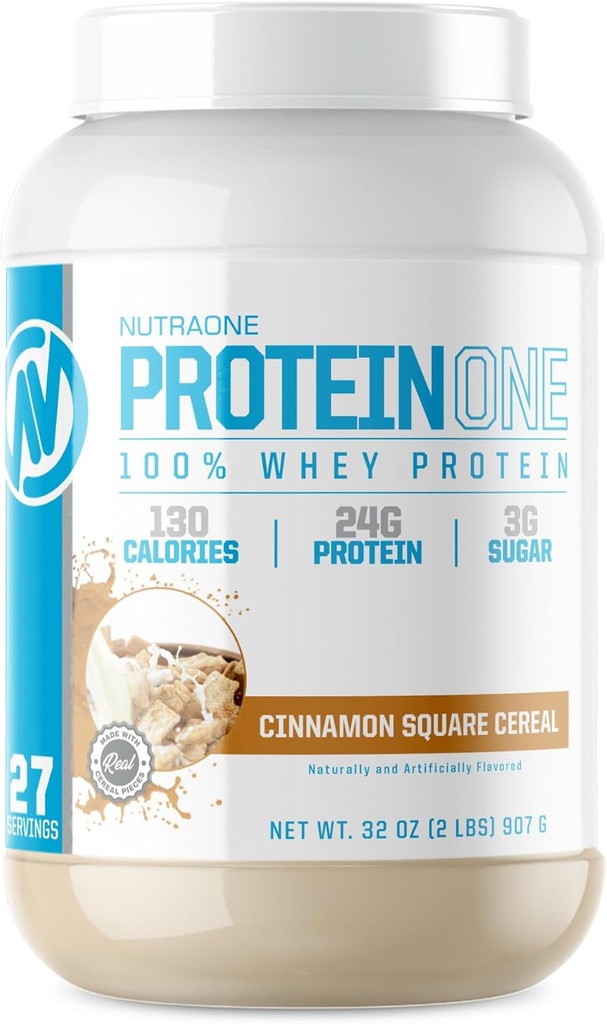 NutraOne ProteinOne Whey Protein Protein Promote Promotion Recovery and Build Muscle with a Protein Shake Powder for Men & Women (Cinnamon Square Cereal- 2 lbs.)