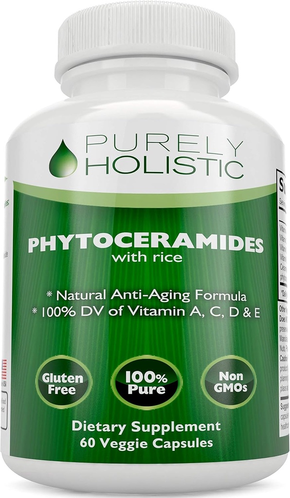 Phytoceramides Skin Therapy Supplement 60 Caps 100% Rice Based 100% Natural Vegan Capps 100% DV βιταμίνης A,C,D & E χωρίς πληρωτικά ή τεχνητά συστατικά