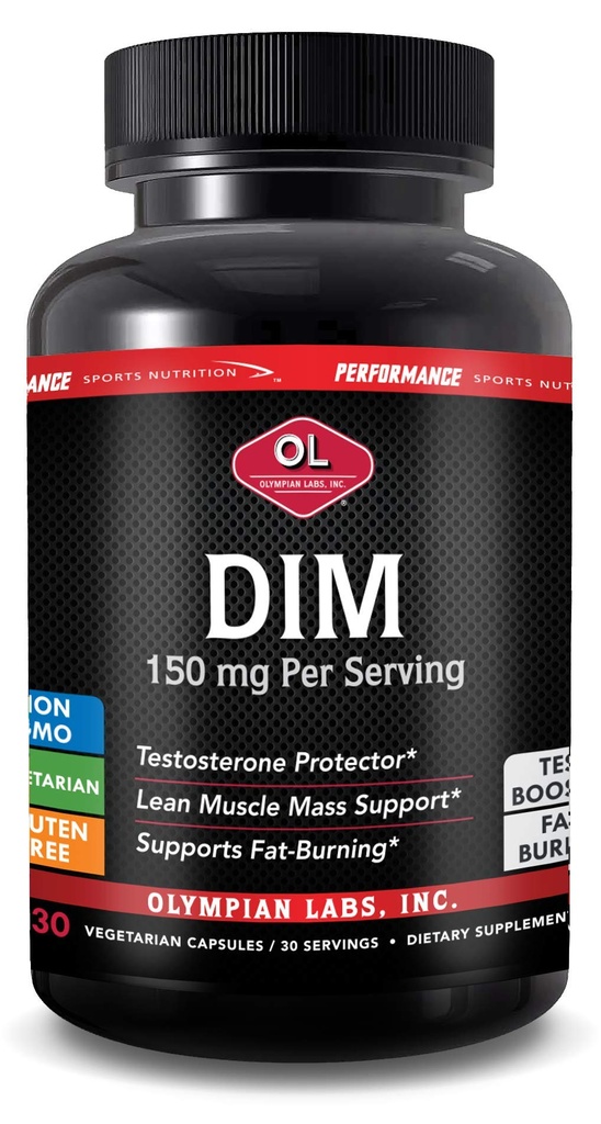 Olympian Labs DIM 150mg - DIM Diindolylmethane Συμπληρώματα κάψουλες Υποστήριξη ισορροπίας ορμονών, σαφές δέρμα, PSOS, & Βοήθεια στο Καθεστώς Καταλληλότητας - 30 κάψουλες (30 ημέρες προσφοράς)