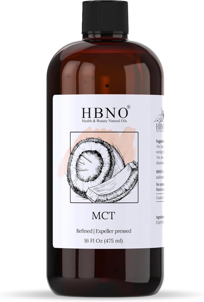 HBNO Καλιφόρνια εμφιαλωμένο λάδι καρύδας 16 fl oz (475ml) Αξία Μέγεθος - Φυσικό λάδι Mct, κρύο πιεσμένο - Ιδανικό για μασάζ, αρωματοθεραπεία - Ιδανικό για πρόσωπο, σώμα, χείλη, & μαλλιά