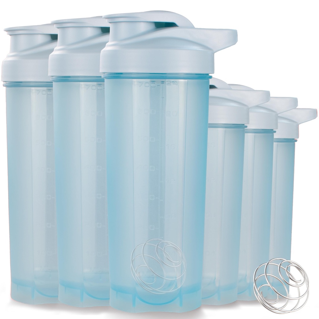 ShakerZoo-6 Pack-Protein Shaker Φιάλες για μείγματα πρωτεϊνών, Shaker Cups για ανακινήσεις πρωτεϊνών, 3 τεμ 24 ουγγιά και 3 τεμ 20 ουγγιά (μπλε)