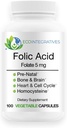 Φολικό οξύ Folate 5mg (B9) Προγεννητική, Αναπαραγωγική Υγεία, Ομοκυστεΐνη, Μεταβολισμός, Καρδιαγγειακή, Οστική, Ανοσολογική Υποστήριξη, αλλεργιογόνο Χωρίς, Μη ΓΤΟ - 100 Vegan Κάψουλες