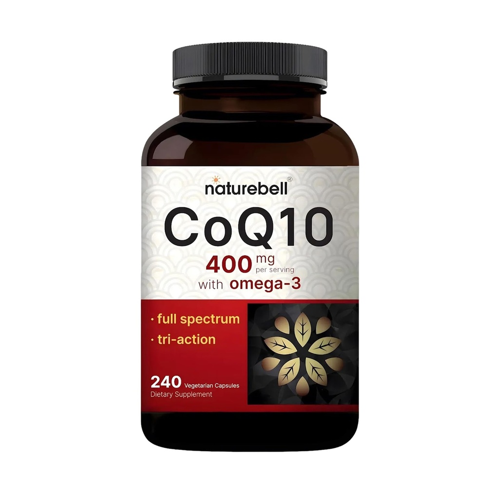 NatureBell CoQ10 400mg με Omega-3-240 κάψουλες - Αντιοξειδωτικό συμπλήρωμα για την υποστήριξη καρδιάς & ενέργειας υγείας - Υποστηρίζει Cellular Energy* - Extra Strength Coenzyme Q10