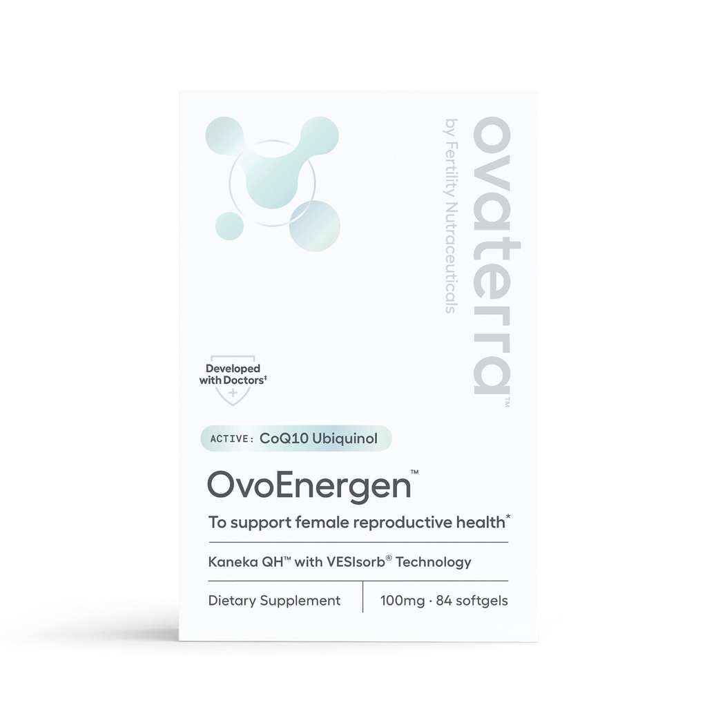 Ovaterra OvoEnergen CoQ10 Supplement for Women to Support Reproductive Health and Egg Health Fertility Booster with Kaneka QH, VESIsorb® Technology 84-100mg Softgel Capsules - 28 Day Supply