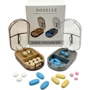 2PCS - Κοπτικό χάπι Splitter με Mini Pill Box – Κόφτες Χάπια για μικρά ή μεγάλα χάπια Professional – 4 Χάπια Splitter 1/4 - Χάπια Splitter με συσκευή centering – Gray & Brown
