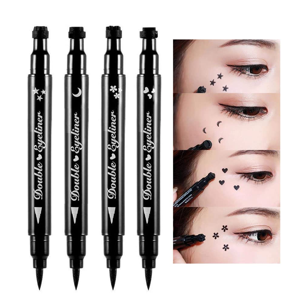 BINGBRUSH Διπλής όψεως Liquid Stamp Eyeliner Στυλό, Σφραγίδες προσώπου Μακιγιάζ Εξαιρετικά μαύρο Αδιάβροχο Slim Gel Felt Tip High Black Pigment Liquid Eyeliner & Seal (μαύρο)