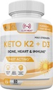 Βιταμίνη K2 + D3 με Ασβέστιο - Οστική, Καρδιά και Ανοσοποιητική Φόρμουλα - K2 D3 Συμπλήρωμα Βιταμίνης για γυναίκες και άνδρες - 60 Κάψουλες