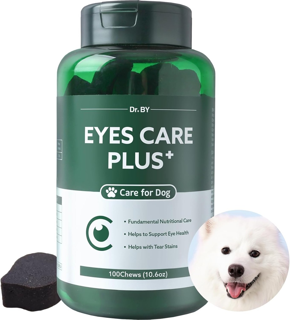 Dr.by Eyes Care Plus Dog Tear Stain Supplement Eye Drops for Dogs Eye Health Support with Milk Thittle Lutein Beta Carotene - 100 Μαλακά μάσημα