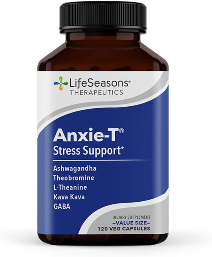 LifeSeasons Anxie-T with Rest-ZZZ - Supports Mood & Mental Focus - Feel Calm and Relaxed - Eases Tension & Nervousness - Ashwagandha, Kava Kava, GABA & L-Theanine - 240 Capsules