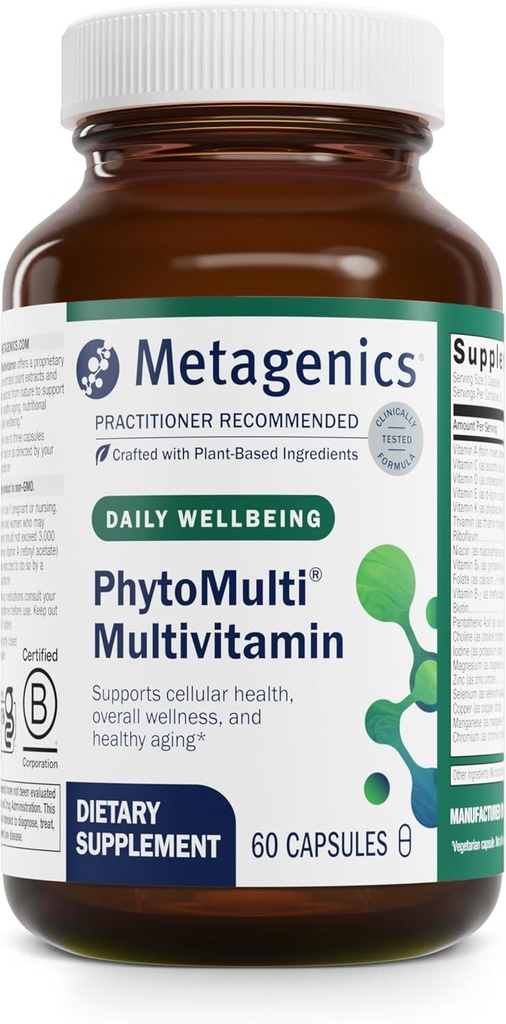 Μεταγονική PhytoMulti Multivitamin - 20+ Ουσιώδεις Βιταμίνες & Ορυκτά με Φυτοθρεπτικά συστατικά - Υποστηρίζει Υγιεινή Γήρανση, Κυτταρική Υγεία, Ενέργεια & Ανοσολογική Λειτουργία - Μη ΓΤΟ & Χωρίς Γλουτένη - 60 Κάψουλες