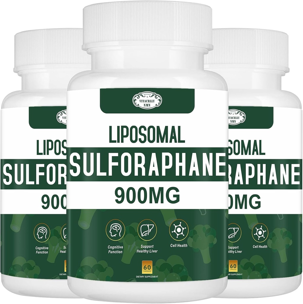 900MG Liposomal Sulforaphane Supplement Broccoli Extract, Liver Supplement for Antioxidant, Digestion, Cellular Health 180 Capsules
