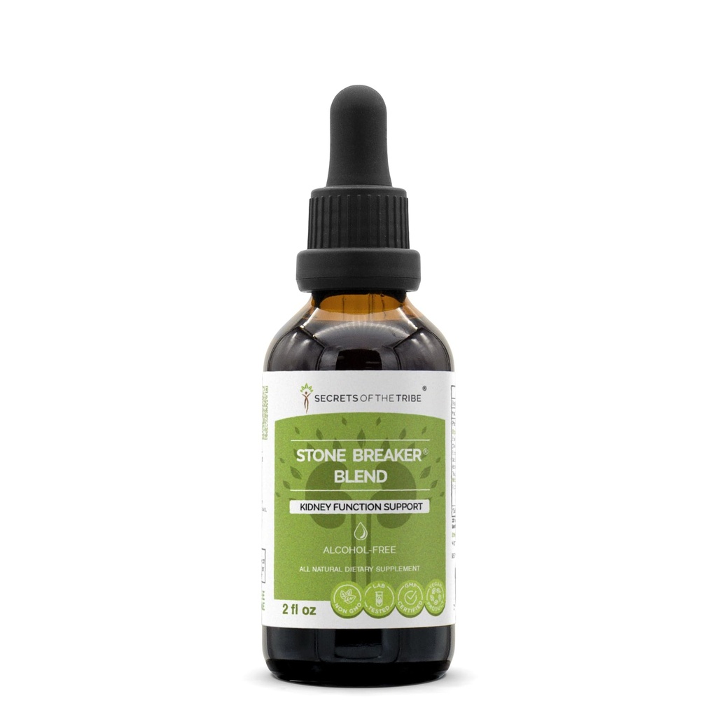 Secrets of the Tribe Stone Breaker Blend Alcohol-Free Extract, Stonebreaker, Burdock, Yucca, Goldenrod, Horsetail,Tribulus. Glycerite Tincture, Kidney Function Support (2 fl oz)