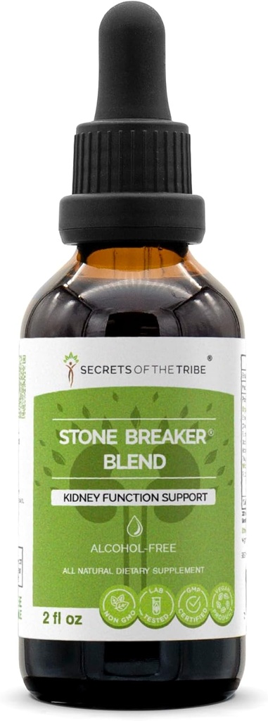 Secrets of the Tribe Stone Breaker Blend Alcohol-Free Extract, Stonebreaker, Burdock, Yucca, Goldenrod, Horsetail,Tribulus. Glycerite Tincture, Kidney Function Support (2 fl oz)