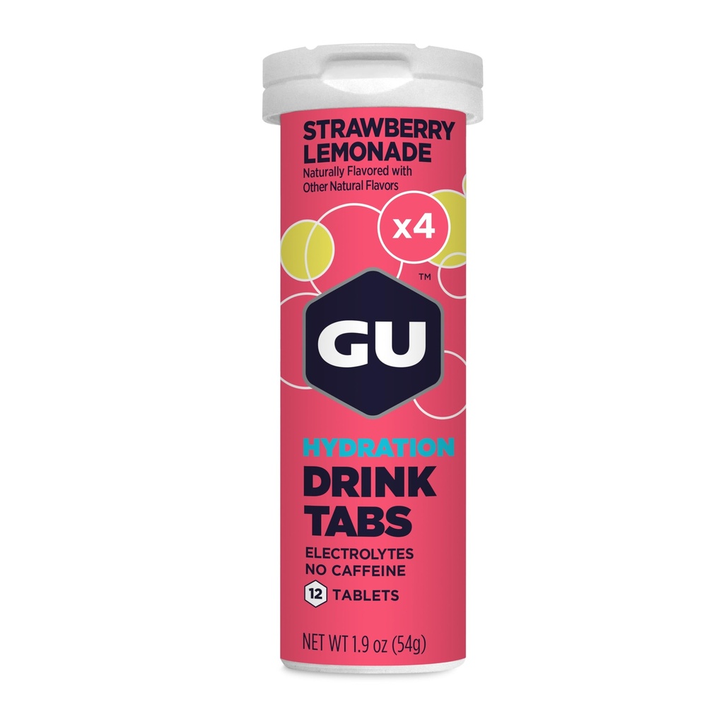 GU Energy Hydration Electrolyte Drink Tablets, Ενισχυμένη αντοχή Sports Drink for Running, Cycling, Triathlon, 4-Count (48 Servings), Λεμονάδα Φράουλα