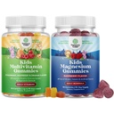 Bundle of Kids Multivitamin Gummies for Immunity Support with Vitamins A C D3 E B and Zinc and Kids Magnesium Gummies - Calm Relaxing Mag Citrate with Raspberry Flavor for Nerve & Heart Health