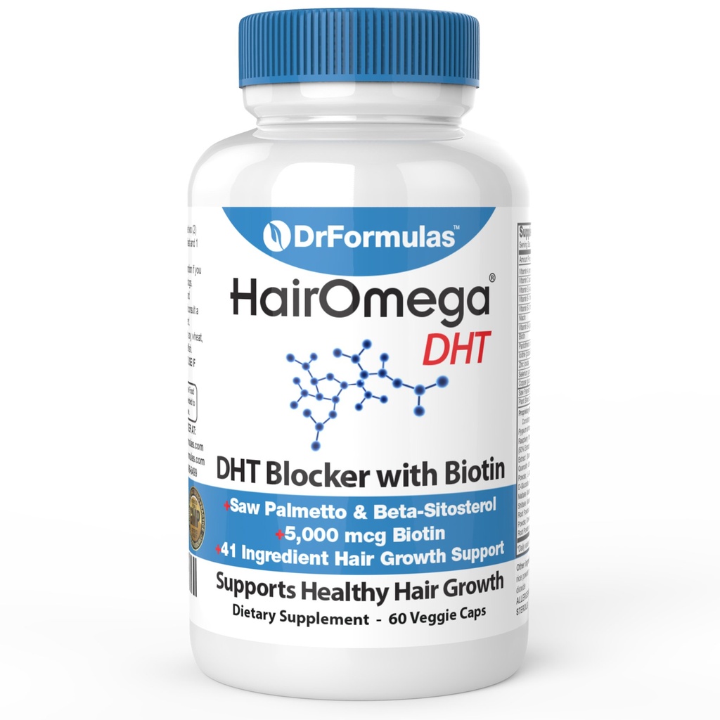 DrFormulas HairOmega DHT Blocker Biotin 5000 mcg Βιταμίνες για την ανάπτυξη των μαλλιών συμπλήρωμα 