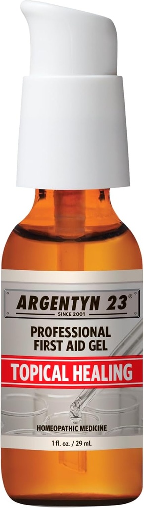 Argentyn 23 Professional Silver First Aid Gel - Argentum Metallium Gel Wound Care Support, Topical Skin Care for Soothing Support with Convenient Pump - 1 fl oz (30 mL)