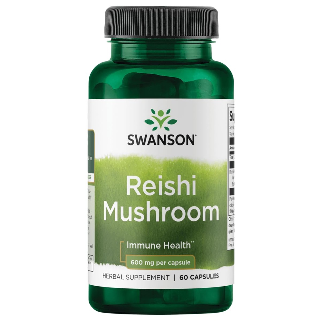 Swanson Reishi Mushroom Ανοσοποιητική λειτουργία Mood Υποστήριξη 600 Milligrams 60 κάψουλες