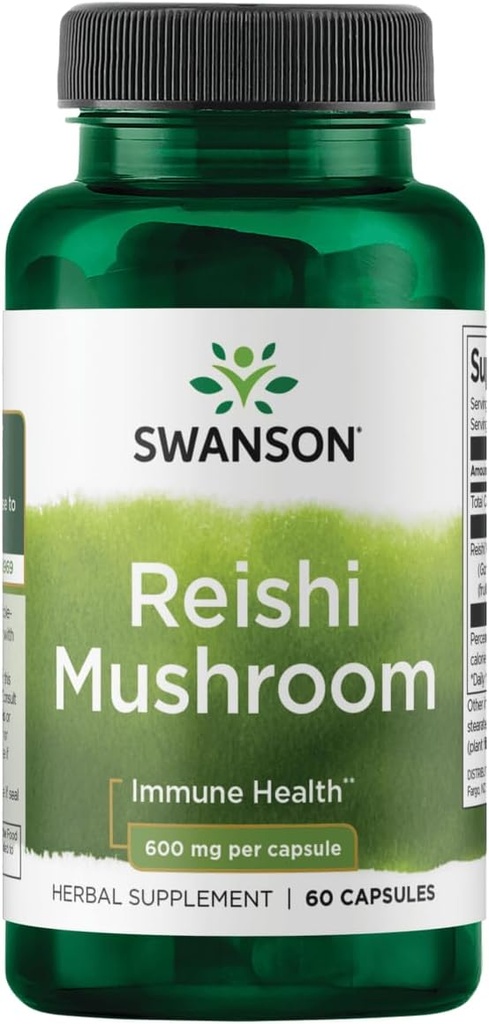 Swanson Reishi Mushroom Ανοσοποιητική λειτουργία Mood Υποστήριξη 600 Milligrams 60 κάψουλες