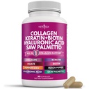 NEW AGE Collagen Pills Biotin Keratin Saw Palmetto Hyaluronic Acid - Δέρμα μαλλιών και νύχια Βιταμίνες και DHT Blocker με βιταμίνη Ε Folic Acid Κολοκύθα Σπόροι MSM- 90 Count