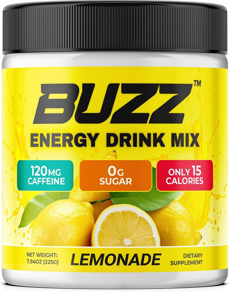 Morning Buzz Energy Drink Powder - Energy Boost - Sugar-Free Energy με Αντιοξειδωτικά - Morning Kick και Sports Διατροφική Αντοχή Προϊόν - 30 Μερίδες, Λεμονάδα, 8 Ουγγιά
