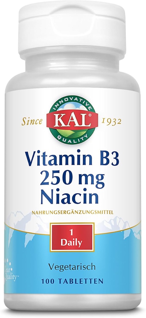 Kal 250 Mg Niacin Tablets, 100 Count
