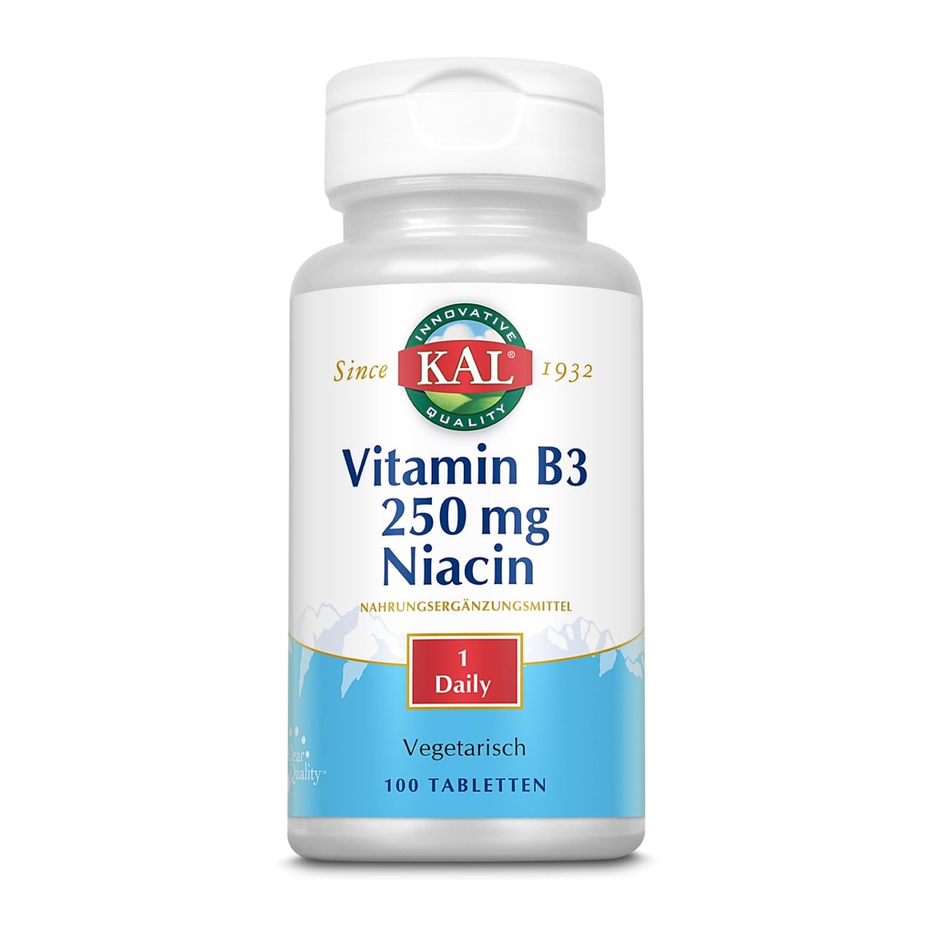 Kal 250 Mg Niacin Tablets, 100 Count