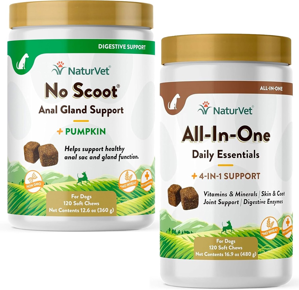 NaturVet All-in-One συμπλήρωμα σκύλου - για την κοινή υποστήριξη, πέψη, δέρμα, φροντίδα γάζας – 120 μαλακά μάσημα & δεν scoot για τα σκυλιά - 120 μαλακά μάσημα - Υποστηρίζει υγιή λειτουργία πρωκτικό γκρίζο γκρίζο & bowel