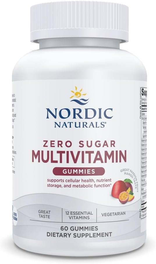 Nordic Naturals Zero Sugar Multi Gummies - Vegetarian Multivitamin Supplement - Passionfruit Mango - 60 Pectin Based Gummies - 12 Ουσιώδεις Βιταμίνες για Ενήλικες - Μη ΓΤΟ - 30 Σερβιέτες