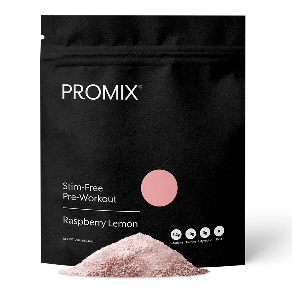 ProMix Nutrition Stim-Free Pre-Workout Powder, Raspberry Lemon - 274g - Maximize Focus, Energy & Performance - Vitamin B12, Taurine, Beta-Alanine & L-Tyrosine - 30 Servings (Pack of 1)