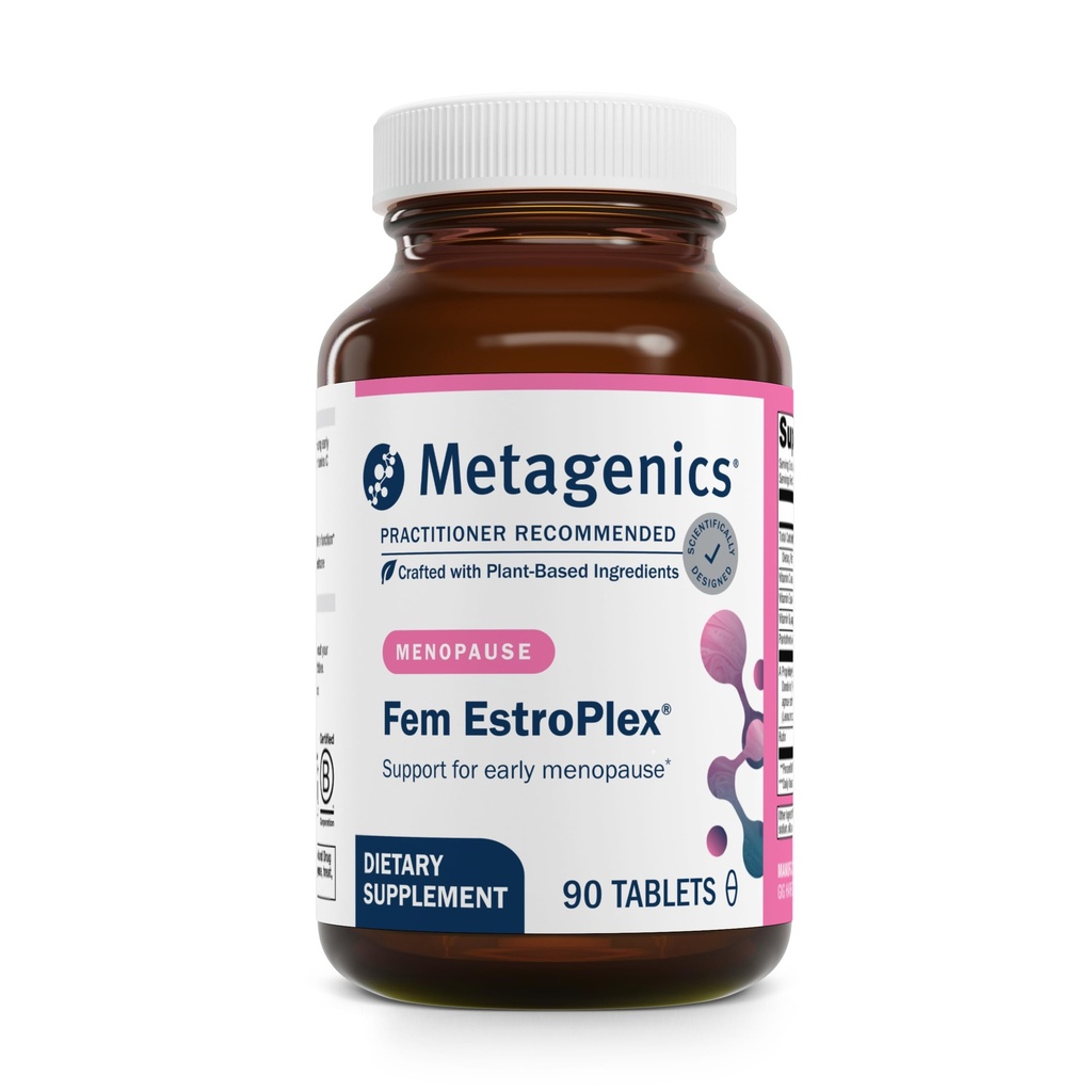 Μεταγονική Fem Estroplex - Φόρμουλα υποστήριξης πρώιμης εμμηνόπαυσης - με Dandelion Root, Valerian Root, Stinging Nettle, Chasteberry, Motherwort & More - Μη ΓΤΟ, Χωρίς γλουτένη & Χορτοφαγικά - 90 Tablets
