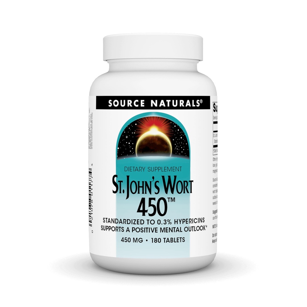 Source Naturals St. John's Wort 450 mg Υποστηρίζει μια θετική ψυχική προοπτική - 180 δισκία