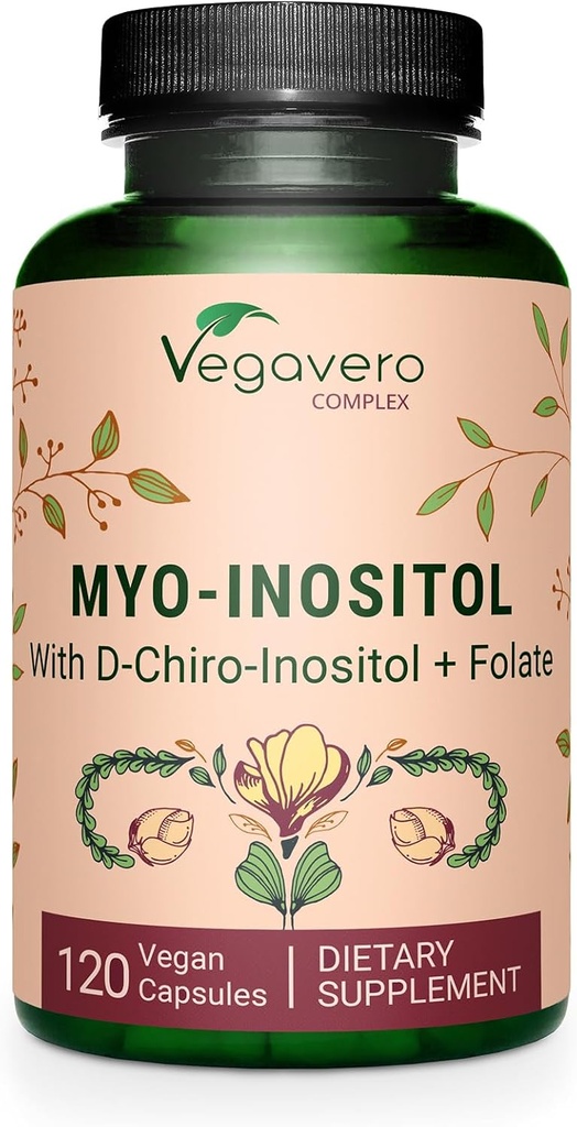 Vegavero Myo-Inositol & D-Chiro Inositol | Hormone Balance & Ovarian Support | with Folate, Resveratrol, CoQ10 | 40:1 Ratio | Lab-Tested | 120 Caps | Vegan