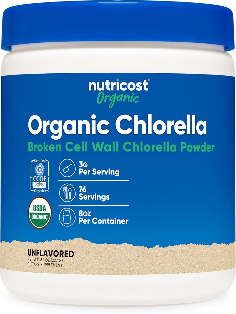 Nutri cost Organic Chlorella Powder 8oz - 3000mg ανά υπηρεσία - Μη ΓΤΟ, Χωρίς γλουτένη