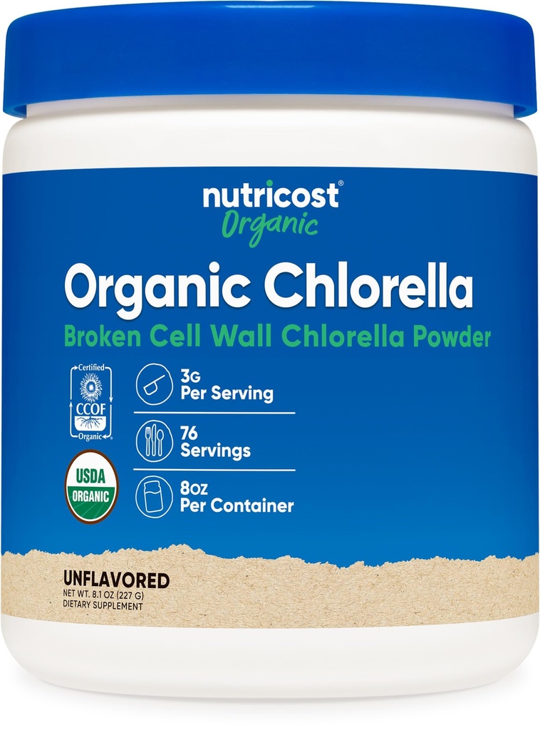 Nutricost Organic Chlorella Powder 8oz - 3000mg Per Serving - Non-GMO, Gluten Free