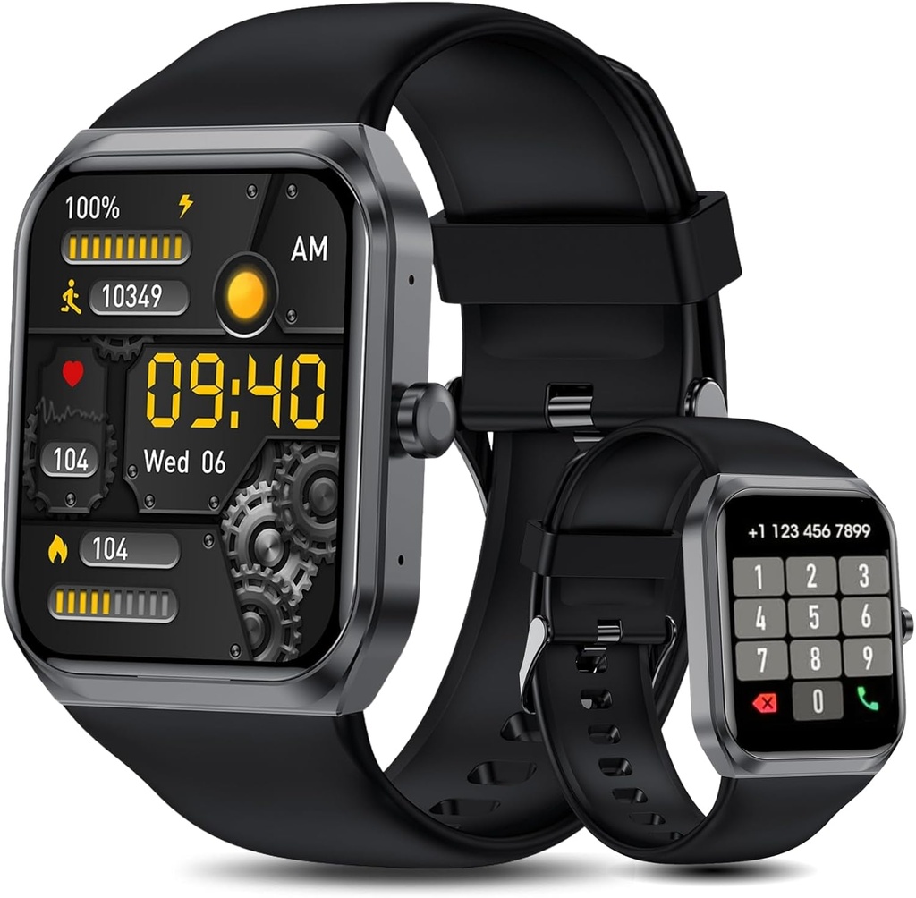 Έξυπνα ρολόγια για άνδρες γυναίκες (Answer Make Call), 1.95" Fitness Watch with Blood Oxygen Heart Rate Sleep Monitor, 100+ Sports IP68 Αδιάβροχο ρολόι καταλληλότητας για Android iOS τηλέφωνα