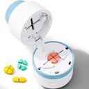 Pill Cutter - Pill Splitter with Stainless Steel Blade for Cutting Small Pills or Large Pills in one Fourth, Pill Cutter 1/4, Suitable for Cuting Vitamins, Tablets (1-4 Blue)