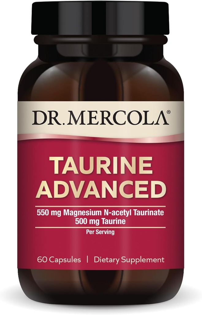 Dr. Mercola Taurine Advanced, 500 mg Taurine ανά υπηρεσία, συμπλήρωμα διατροφής, υποστηρίζει τη λειτουργία των μυών, μη ΓΤΟ - 30 εξυπηρετούν (60 κάψουλες)