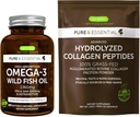 Υψηλή απορρόφηση Omega-3 Wild Fish Oil 1360mg & Advanced Hydrolyzed Collagen Peptides Bundle, 1000mg EPA & DHA με Ασταξανθίνη & 100% Grass Fed Bovine Collagen Protein Powder, από Igenus
