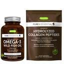 Υψηλή απορρόφηση Omega-3 Wild Fish Oil 1360mg & Advanced Hydrolyzed Collagen Peptides Bundle, 1000mg EPA & DHA με Ασταξανθίνη & 100% Grass Fed Bovine Collagen Protein Powder, από Igenus