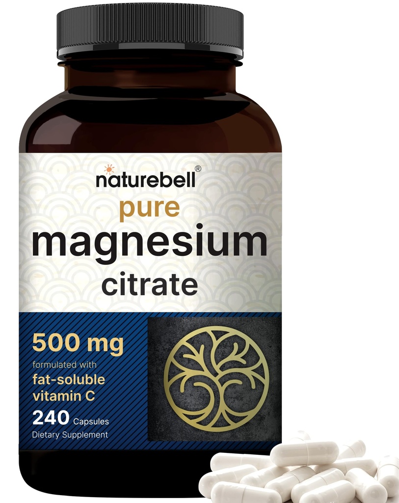 NatureBell Μαγνήσιο Κιτρικό 500mg, 240 κάψουλες 