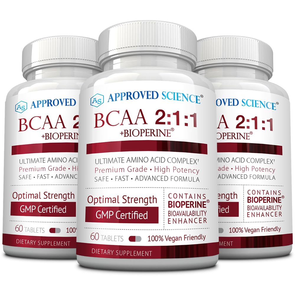Εγκεκριμένα Συμπληρώματα Επιστήμης BCAA - 180 Δισκία - 2400mg - Αυξήστε την απόδοση και ενισχύστε την ανάπτυξη των μυών - L-Λευκίνη, L- Ισολευκίνη, L- Βαλίνη - Made in USA, Non-GMO
