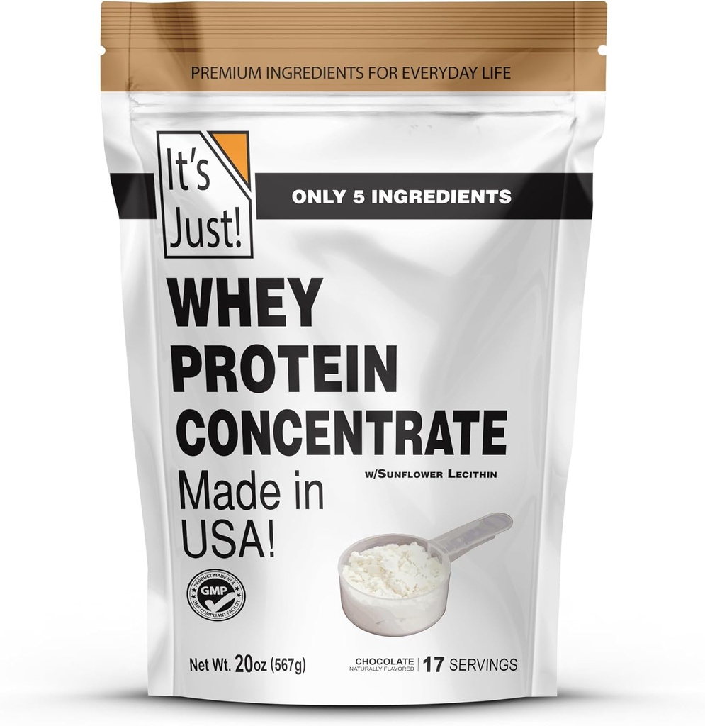 It's Just! - 100% Whey Protein Concentrate, Made in USA, Premium WPC-80, Natural Cocoa Powder (1.25 Pound, Chocolate)